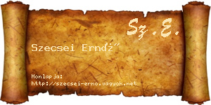 Szecsei Ernő névjegykártya